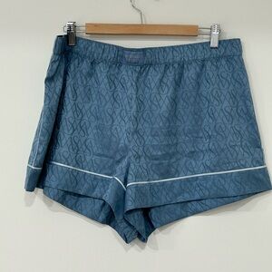 Victoria's Secret Blue Monogram Silk Satin Lounge Shorts XL